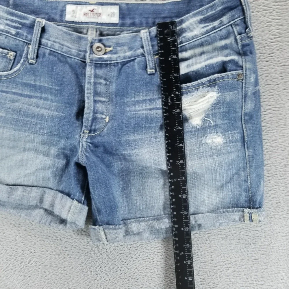 Hollister Shorts Womens 9 Blue Distressed Cut Off Cuffed 5